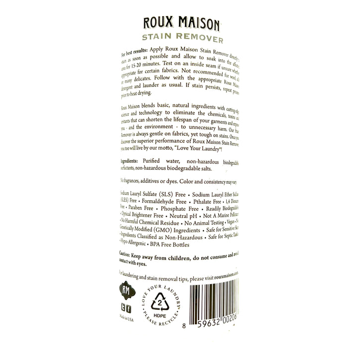 Natural Stain Remover-Fragrance Free-8 oz by Roux Maison-1,4 Dioxane FREE