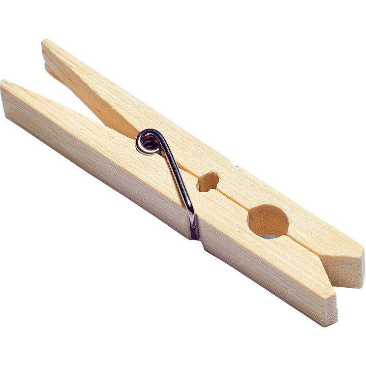 The BAMBOO Clothespins/Pegs Pack of 20 by Zero Waste Club, featuring bamboo and metal spring, is elegantly displayed on a white background and provides an eco-friendly alternative for the environmentally conscious.