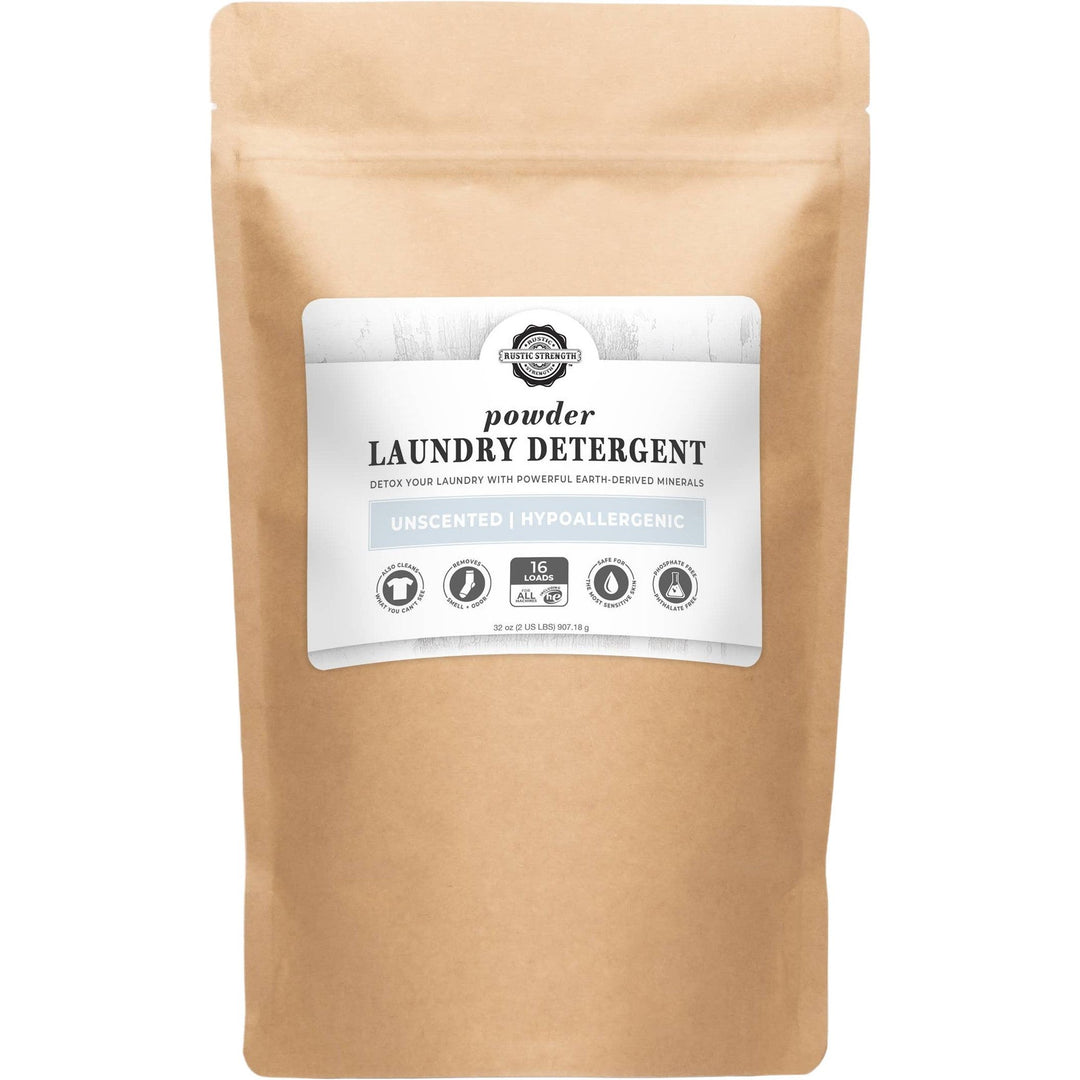 Powder Laundry Detergent-Hypoallergenic Laundry Care-2 lb Bag Unscented by Rustic Strength-1,4 Dioxane FREE